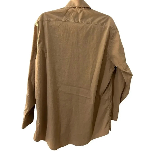 Tommy Hilfiger Long-Sleeved Button-Up Khaki Stretch Size 15 1/2 32-33 Casual - Picture 2 of 6